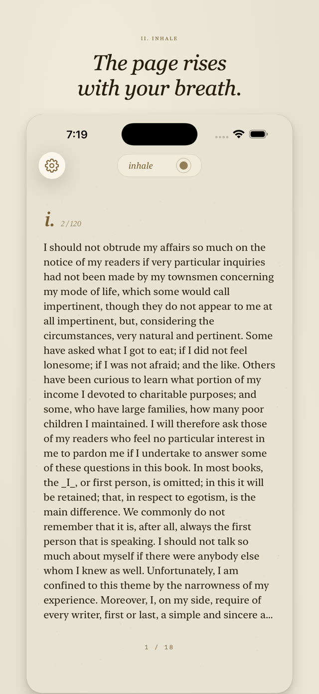 A Deep Breath screenshot: Page rising on inhale