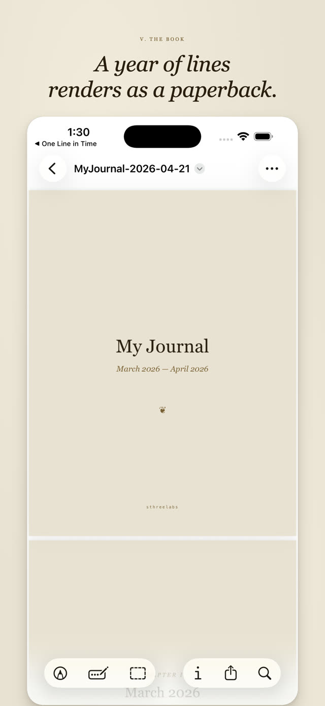 One Line in Time screenshot: Paperback PDF export