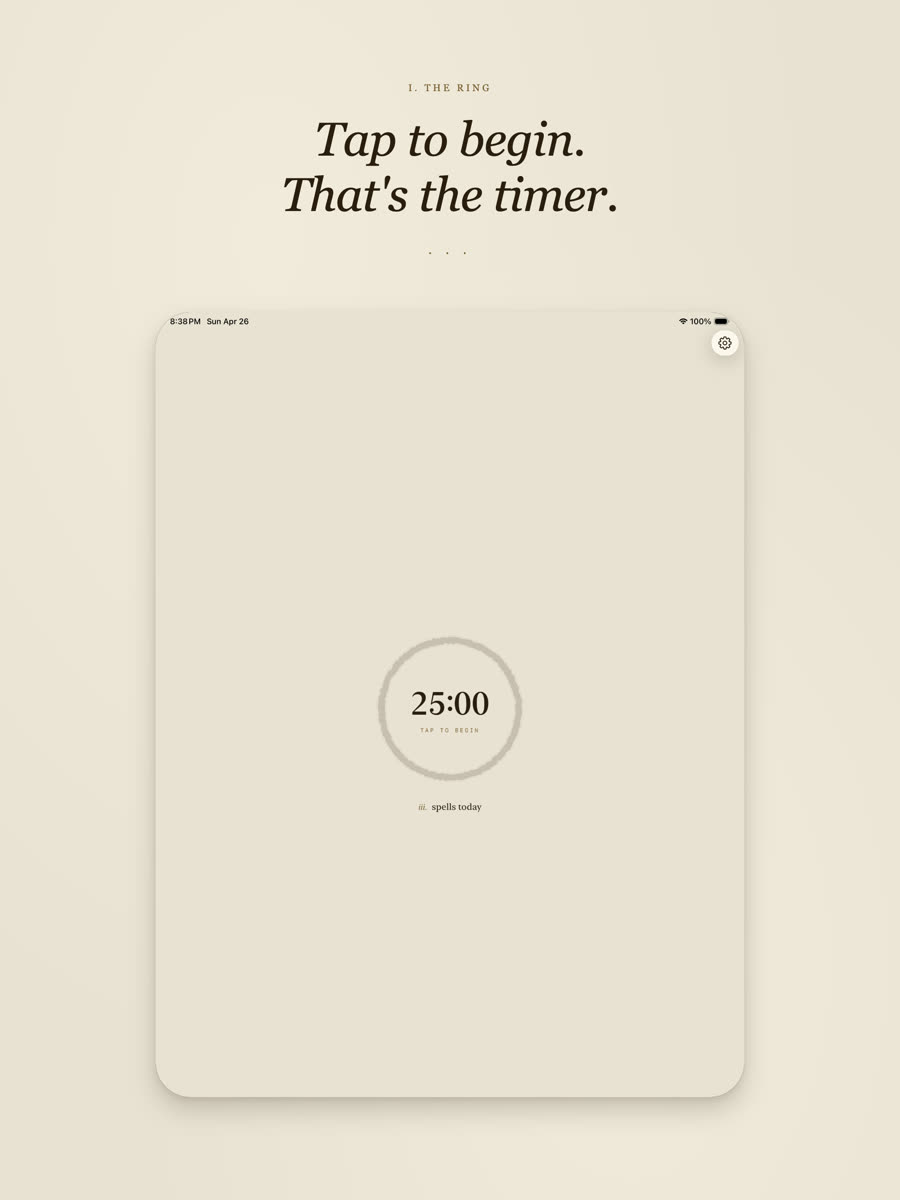 A Spell of Work screenshot: iPad layout
