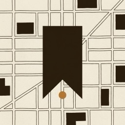 A Place Recalled app icon: a bookmark pinned to a street map