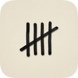 Tallies app icon: four felt-marker tallies on cream paper