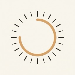 VisibleHour app icon: a 24-hour dial half drained to amber