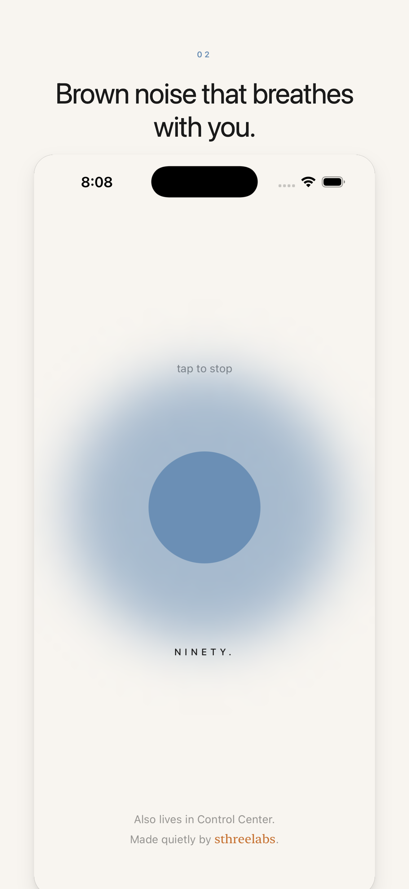 Ninety. screenshot: playing state, breathing halo expanded