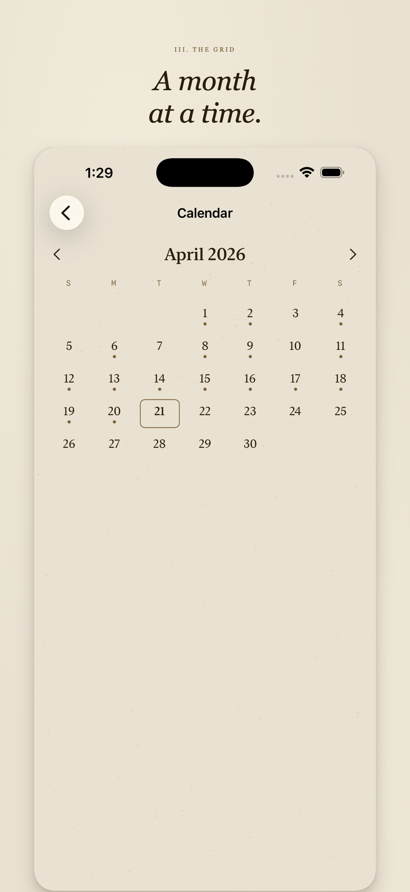 Calendar grid
