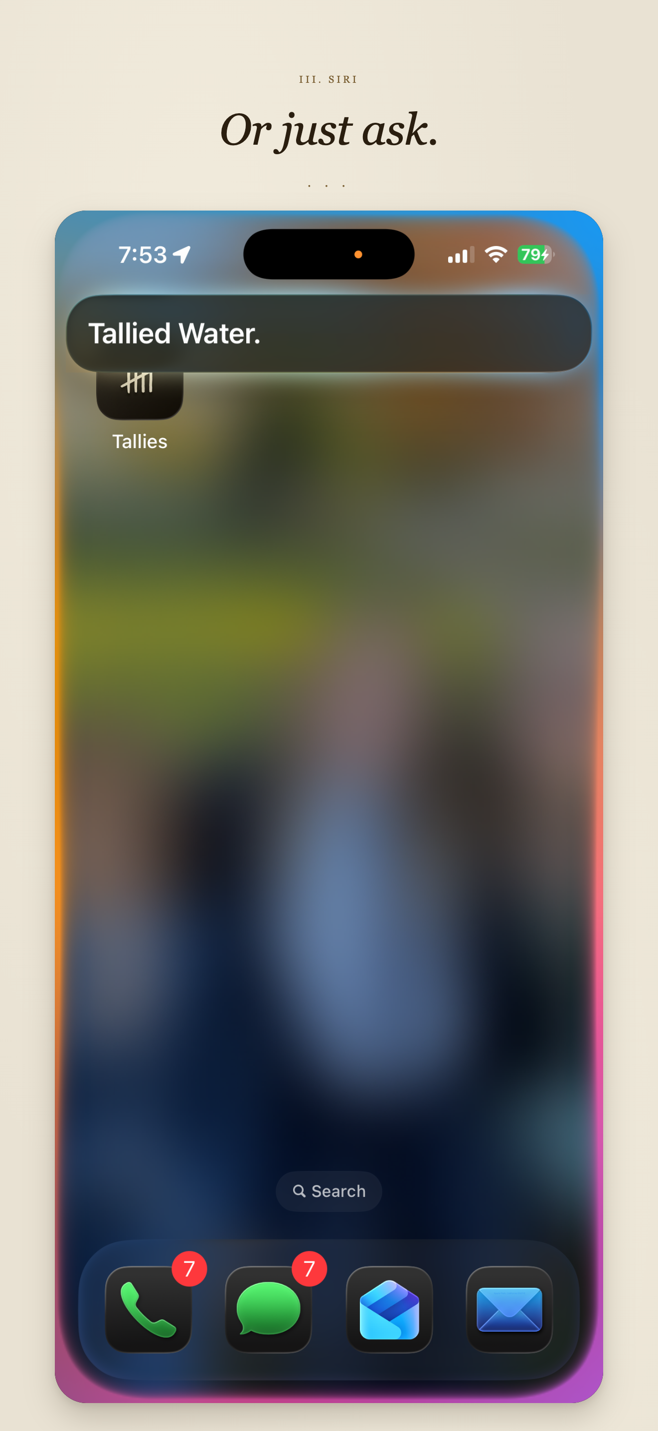 Adding a tally with a Siri voice command