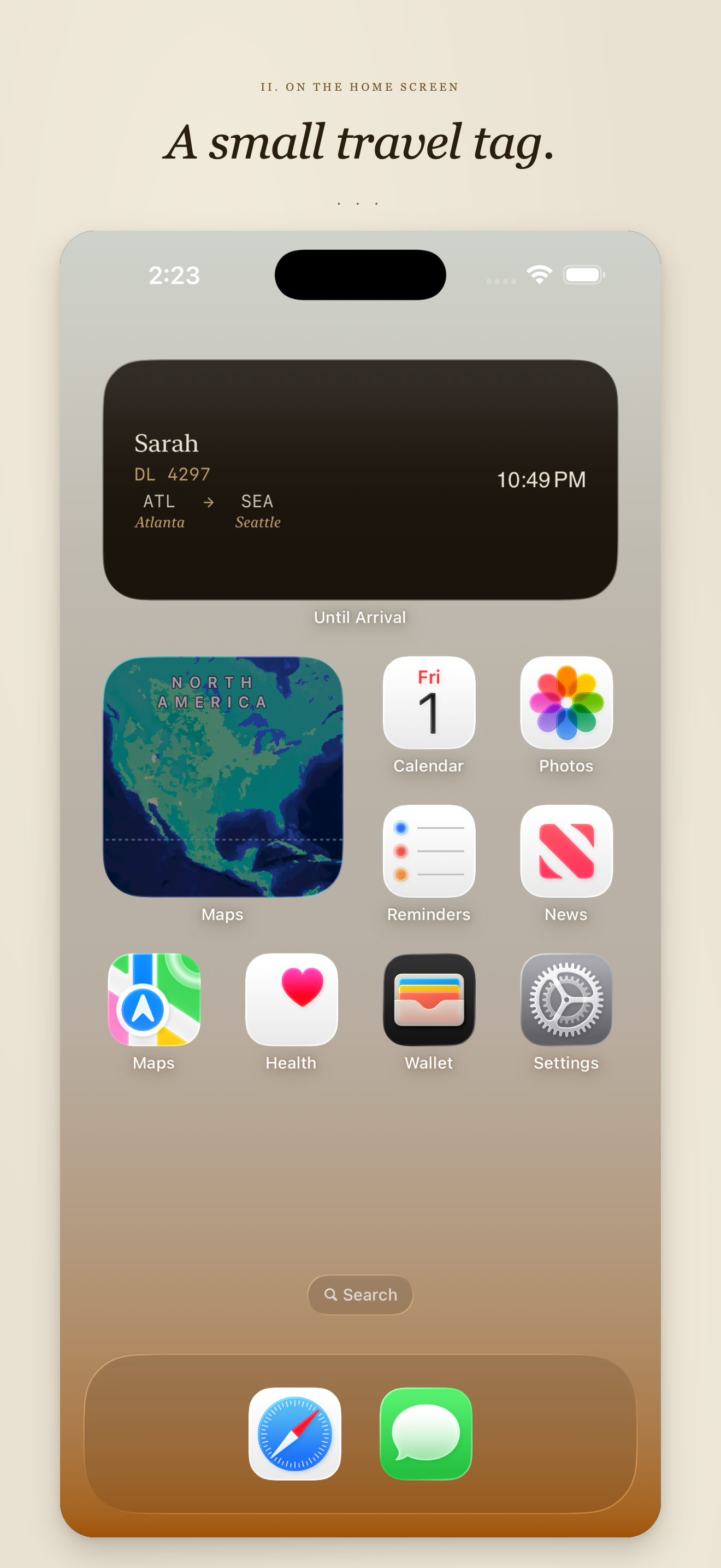 Home Screen Medium widget: boarding-pass layout